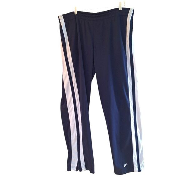Nike Basketball Pants VTG Y2K Navy Blue White Stripes Zip Ankle XXL Men size 2XL - Picture 1 of 11
